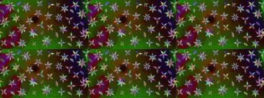 El çizimi çiçek çizimi deseni (fayans). Şirin çiçekli, desenli, yeşil ve kahverengi renkli renkli bir eskiz deseni. Tekstil için suluboya çizim deseni.