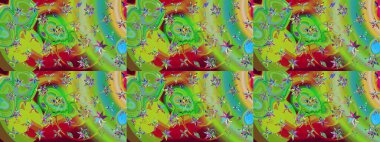 Parlak renkli çiçekleri ve yeşil ve kırmızı renkte yaprakları olan harika bir çiçek deseni. Moda baskıları için zarif bir şablon. Modern çiçek arkaplanı. Halk stili.