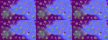 Çiçekli karalama şeklinde Raster çiçek deseni. Nazik, narin çiçek arkaplanı. Mor ve mor renkte çiçekler.