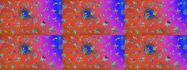 Şirin çiçek elementleri. Pembe ve turuncu renkli çiçekler. Raster illüstrasyonu. Çizim.