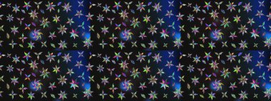 Çiçekli karalama şeklinde Raster çiçek deseni. Gri ve mavi renklerde bahar çiçekleri. Raster illüstrasyonu.