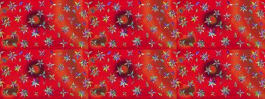 Raster illüstrasyonundaki çiçek desenli çizim. Kırmızı ve turuncu renkte çiçekler.