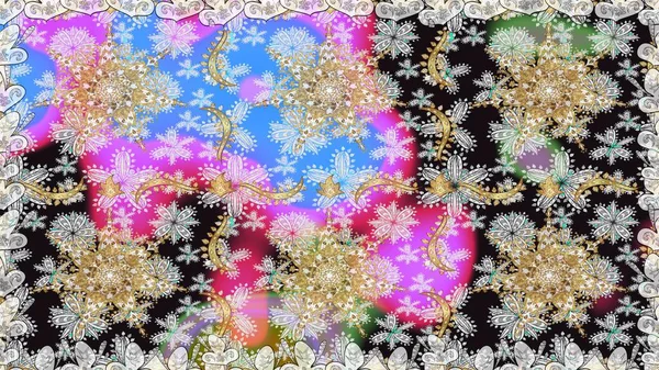 Gri ve nötr renklerde altın elementlerle kusursuz desen. Klasik klasik klasik arka plan. Klasik raster sarısı, kusursuz desen. Geleneksel oryantasyon süsü.