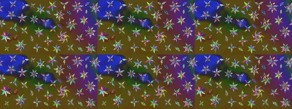 Yeşil ve kahverengi renkli çiçekler. Renkli Bahar Teması eskiz kalıbı. Düz Çiçek Elementleri Tasarım Raster illüstrasyonu. Çiçek eskiz kalıbı geçmişi.