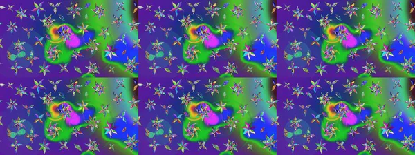 Düz Çiçek Elementleri Tasarımı. Raster illüstrasyonundaki çiçek desenli çizim. Renkli Bahar Teması eskiz kalıbı. Süslü kumaş deseni.