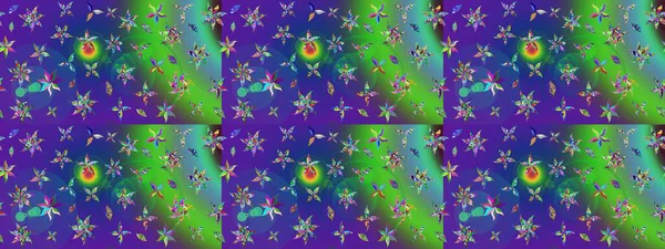 Raster illüstrasyonundaki çiçek desenli çizim. Düz Çiçek Elementleri Tasarımı. Renkli Bahar Teması eskiz kalıbı. Yeşil ve mavi renkte çiçekler.