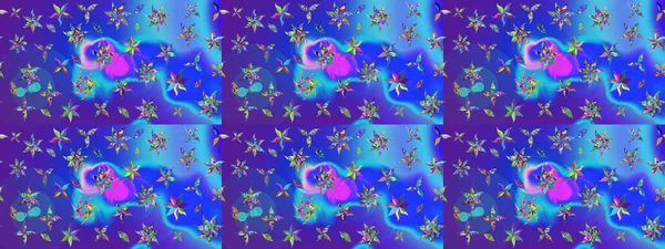 Renkli Bahar Teması eskiz kalıbı. Mavi ve mor renkli çiçekler. Düz Çiçek Elementleri Tasarım Raster illüstrasyonu. Çiçek eskiz kalıbı geçmişi.