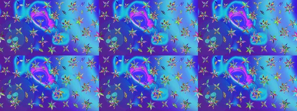 Modern stil dokusu. Çiçek desenli raster, mavi ve menekşe çizgi grafik deseni soyut raster arkaplan.