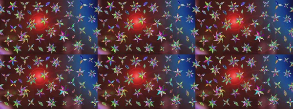 Raster illüstrasyonu. Kahverengi ve mor renkli Asya tekstili. Çiçek desenini çiz.