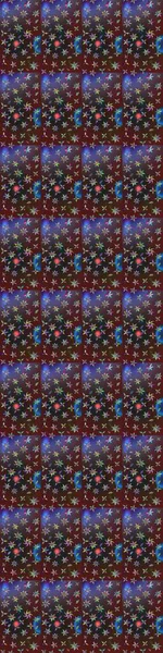 Çiçeksel mor ve kahverengi çizim deseni. Klasik taslak çizimi. Raster çiçek izi..