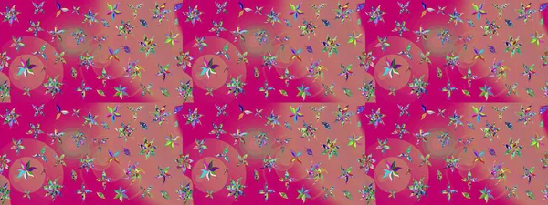 Pembe ve morumsu renklerde etnik çiçeklerle süslenmiş zarif bir eskiz şekli. Raster Çiçek İllüstrasyon Şirin Tekstil.