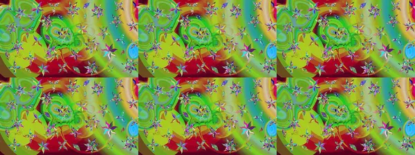 Parlak renkli çiçekleri ve yeşil ve kırmızı renkte yaprakları olan harika bir çiçek deseni. Moda baskıları için zarif bir şablon. Modern çiçek arkaplanı. Halk stili.