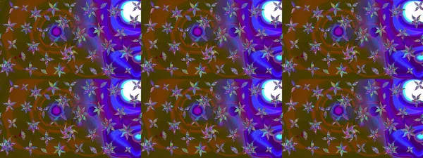 Kahverengi ve menekşe çiçekli eskiz deseni, suluboya çiçek deseni, sevimli çiçek, duvar kağıdı, kart veya kumaş için fayanslı. Raster - stok.