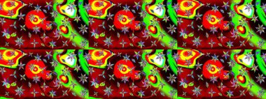 Şirin çiçek elementleri. Raster illüstrasyonu. Taslak desenli, modaya uygun kumaş deseni. Renkli Bahar Teması eskiz kalıbı. Düz Çiçek Elementleri Tasarımı.