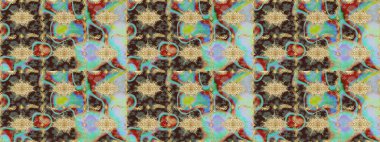 Barok tarzında altın çiçekli süs. Damask arkaplanı. Kahverengi renkte altın bir element. Altın çiçekli çizim şekli.