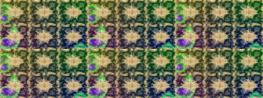 Altın çiçekli yeşil renklerde altın eskiz deseni. Raster geometrik arka plan. Senin tasarımın için, duvar kağıdı. Altın renkli çizim çizimi.