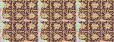 Raster illüstrasyonu. Klasik altın desenli eskiz. Kahverengi ve altın elementli altın çizim deseni. Tekrarlayan ögelerle soyut arkaplan Raster.