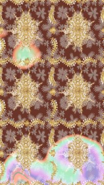 Kahverengi ve altın desenli. Tekrarlayan ögelerle soyut arkaplan çiz. Zarif raster klasik desen.