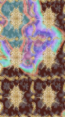 Tarafsız renklerde geleneksel altın eskiz kalıbı. Barok tarzında eskiz doğulu süsü..