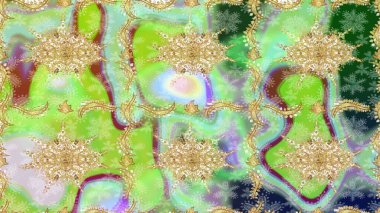 Çizim altın desenli bukleler. Raster Golden eskiz kalıbı. Tarafsız renklerde çizim kalıbı. Doğu tarzında altın elementler arabesk.