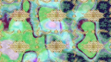 Tekrarlayan ögelerle soyut arkaplan çiz. Klasik raster şablonu. Tarafsız ve altın desenli.