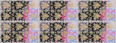 Raster illüstrasyonu. Geleneksel oryantasyon süsü. Gri renklerde, altın elementlerle kusursuz desen. Klasik klasik klasik arka plan. Kusursuz klasik raster altın desenli.