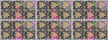 Paisleys zarif çiçek desenli dikdörtgen arka plan duvar kâğıdı illüstrasyonlu klasik stil, modern 3D çizgili sanat altın ve gri desenli çiçek yaprakları ve süslemeleri..