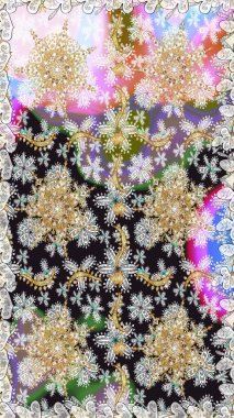 Tekrarlayan elementlerle kusursuz soyut arkaplan. Klasik raster şablonu. Gri ve altın desenli.