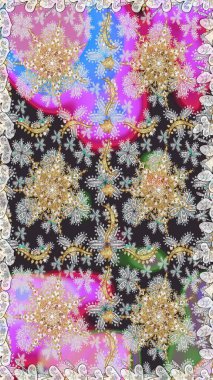 Çiçek süsü kumaş deseni, cam, çiçek desenli metal gri renkli ve altın elementli. Klasik raster altın pürüzsüz desen.