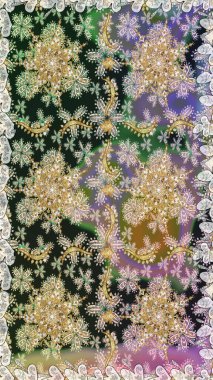 Gri renklerdeki altın elementler. Geleneksel klasik raster altın pürüzsüz desen. Barok tarzında kusursuz bir doğulu süsü..