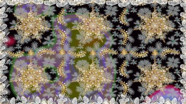 Gri ve altın desenli. Klasik raster şablonu. Tekrarlayan ögelerle kusursuz soyut arkaplan.