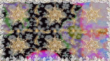 Doku arka planında altın duvar kâğıdı. Gri renklerdeki altın element. Barok tarzında altın çiçekli süs. Damask kusursuz yinelenen arkaplan.