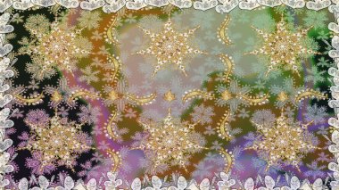 Raster Golden Mehndi kusursuz desen. Gri renkli desen. Kına dövmeli süs çiçekleri, altın çıkartmalar, mehndi ve yoga tasarımı, kartlar ve parmak izleri..