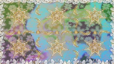 Barok tarzında kusursuz bir doğulu süsü. Raster geleneksel altın pürüzsüz desen nötr renkler üzerinde.