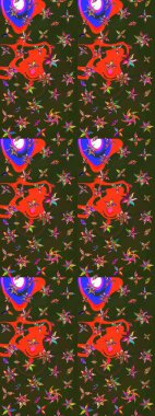 Düz Çiçek Elementleri Tasarımı. Gri ve yeşil renkli çiçekler. Renkli Yaz Temalı eskiz kalıbı. Sevimli çiçek raster deseni.