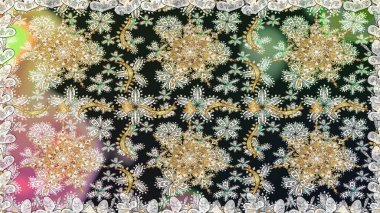 Geleneksel oryantasyon süsü. Gri ve nötr renklerde altın desenler ve altın elementler. Kusursuz klasik raster altın desenli. Klasik vintage arkaplan.