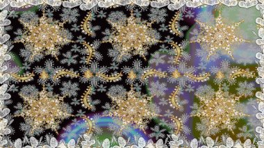 Geleneksel klasik raster altın pürüzsüz desen. Barok tarzında kusursuz bir doğulu süsü. Gri ve siyah renklerde altın elementler.