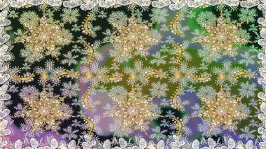 Gri ve nötr renklerde altın desenler ve altın elementler. Raster oryantal süs. Kusursuz altın desen.