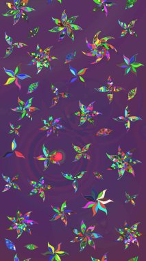 Düz Çiçek Elementleri Tasarımı. Modaya uygun kumaş deseni. Sevimli çiçek raster deseni. Renkli Yaz Teması çizim şablonu.