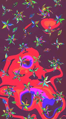 Organik motif arka planı. Çizim kalıbı. Raster illüstrasyonu. Ultraviyole kumaş deseni.