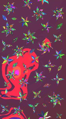 Suluboya çizim kalıbı. Çiçek izi. Çiçekler suluboya tarzında kahverengi ve pembe renklerde.