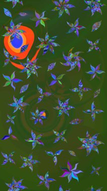 Eskiz arkaplan modeli. Vadinin yeşil ve mavi renkli çiçekleri. Suluboya, elle çizilmiş. Raster - stok.