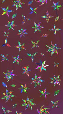 Küçük çiçekteki sevimli çiçek deseni. Kahverengi ve yeşil renkte çiçekler.