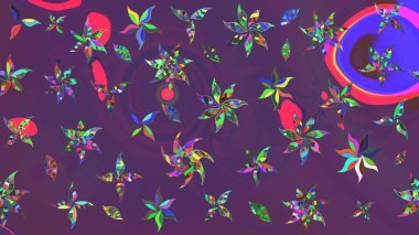 Çiçekli karalama şeklinde Raster çiçek deseni. Mor ve mor renkli çiçekler. Nazikçe, güzel çiçek arkaplanı..