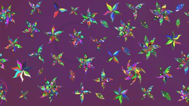 Mor ve yeşil renkli çiçekler. Çiçekli karalama şeklinde Raster çiçek deseni. Yumuşak, bahar çiçekli arka plan.