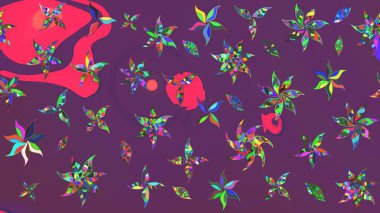 Çiçek kolajı. Çiçek arkaplan. Çiçek kompozisyonu. Küçük çiçekte güzel bir desen var. - mor ve pembe çiçekler. Doğa. Raster deseni.