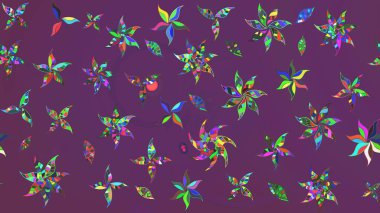 Çiçek izi. Çiçekler suluboya tarzında mor ve yeşil renklerde. Suluboya çizim deseni.