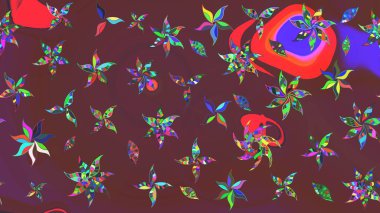 Çiçeksel çizim kalıbının yansıması. Vadinin çiçekleri kahverengi ve yeşil renklerde.