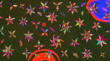 Çiçek desenli eskiz. Gömlek baskısı için çiçek boyası. Yeşil ve gri renkte çiçekler.