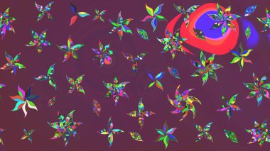 Çiçek desenli raster, kahverengi ve mor çizgi grafik desenli soyut raster arkaplan. Modern stil dokusu.